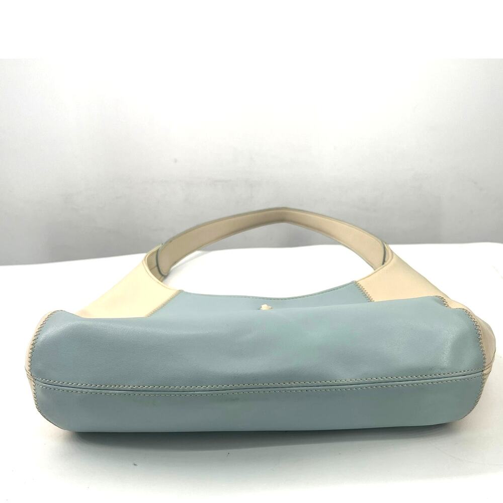 Vintage y2k 2000's  light blue cream hobo-style shoulder bag tassel purse - Picture 5 of 9
